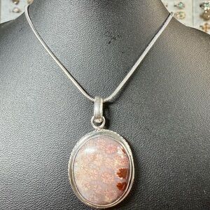 Sterling Silver Pink Poppy Jasper Pendant Necklace